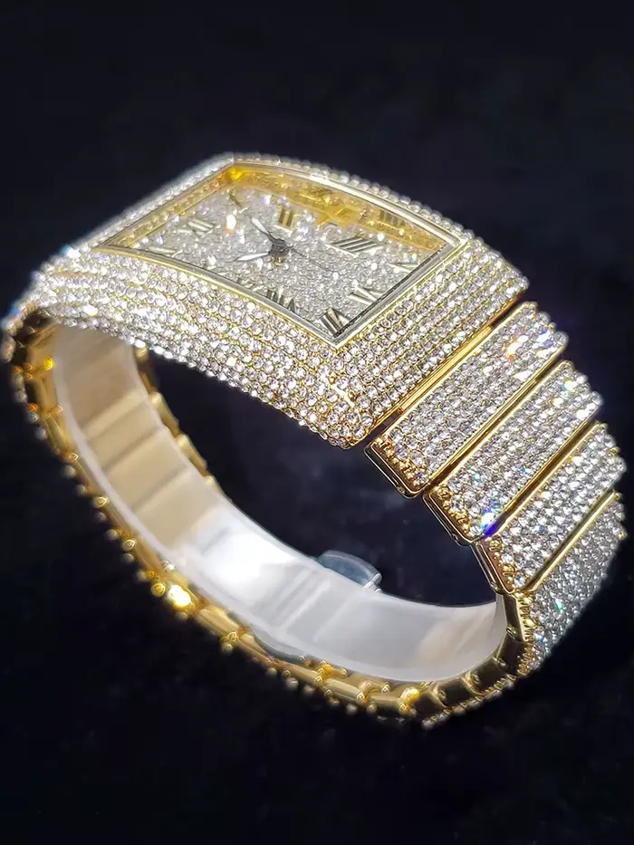 Montre à Quartz Luxe Rectangle avec Calendrier Complet et Bracelet Alliage pour Hommes Occasions Spéciales