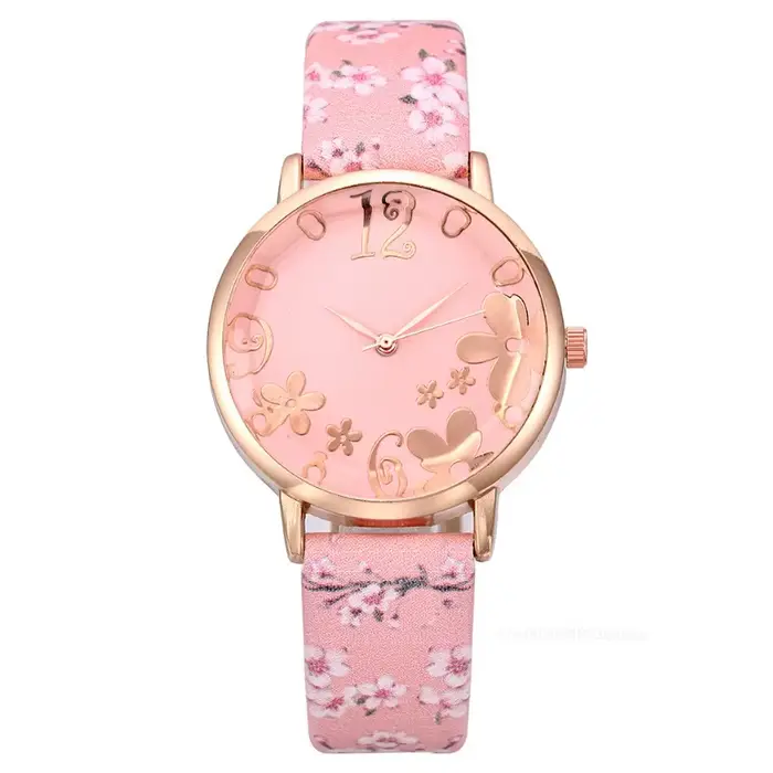 Fleurs colorées montres pour femmes ceinture imprimée