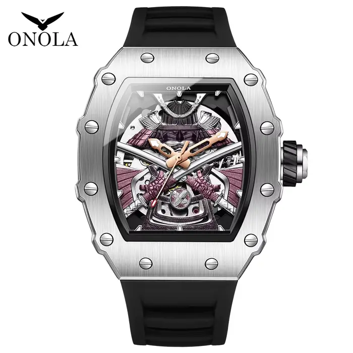 ONOLA luxe hommes automatique montre mécanique montre étanche lumineux baril forme militaire sport m