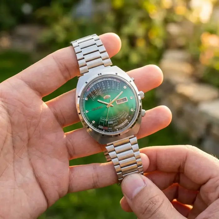 Montre Orient Rétro Perpétuelle Automatique Calendrier Perpétuel Multi-Mois Jour Date pour Hommes Occasions Spéciales