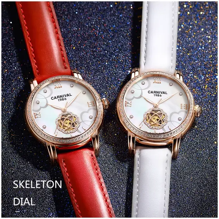 Carnival-Montre mécanique en diamant pour femme