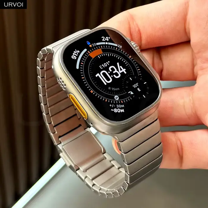 URVOI – bracelet à maillons en titane pour Apple Watch Ultra 3 2 Series 11 10 9 8 7 SE