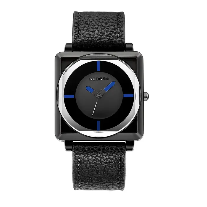 Rebirth-Montre-bracelet carrée en cuir et maille pour femme