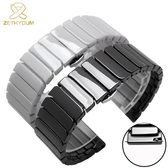 Bracelet de montre en céramique robuste et élégant pour homme et femme, parfait pour toutes les occasions et cadeaux spéciaux