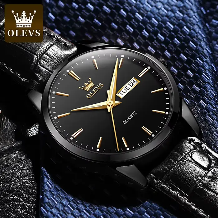 OLEVS montre à Quartz classique pour hommes bracelet en cuir étanche calendrier sport affaires montre-bracelet