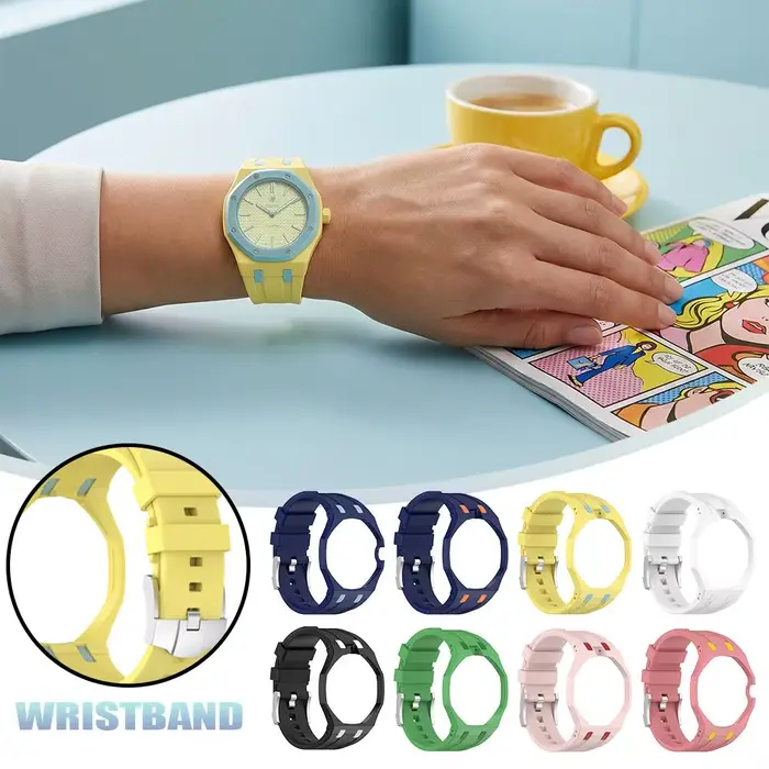 Bracelet de montre en silicone intégré confortable et résistant pour Swatch Royal P et autres montres intelligentes occasions sportives et quotidiennes