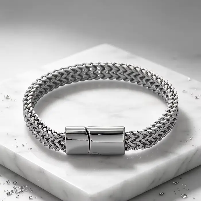Bracelet en acier inoxydable tressé double rangée