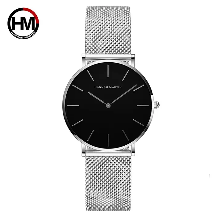 Hannah Martin-Montres à quartz pour femmes, design en maille simple, étanche, acier inoxydable, cadr