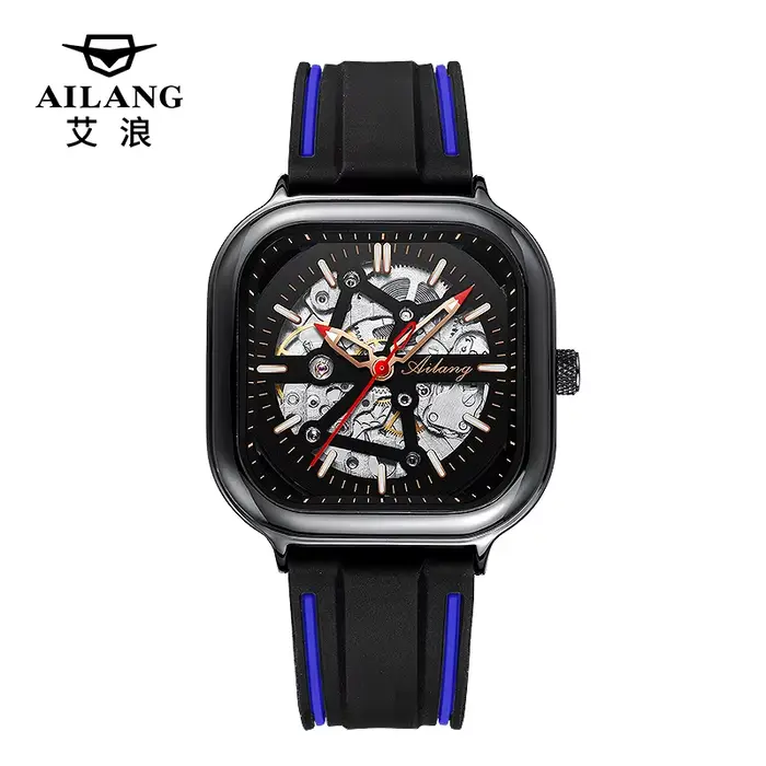 AILANG Montre mécanique automatique de sport pour homme, cadran ajouré, étanche, affichage du jour d