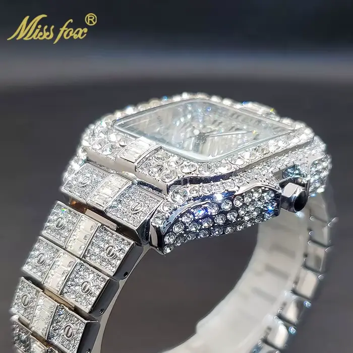 Montre à Quartz pour hommes en diamant avec Date automatique montres-bracelets étanches