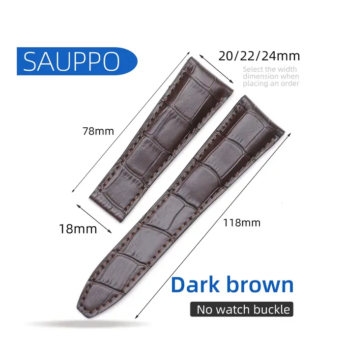 SAUPPO-Bracelet en cuir de veau noir, accessoires de montre, adapté pour Lung Lacroix PT6148, PT6158