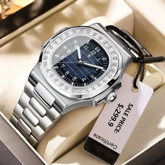 Montres-bracelets à Quartz de mode nouvelle montre en diamant étanche pour Homme montres automatiques hommes horloge