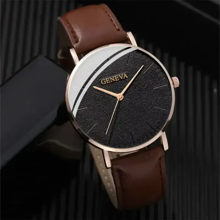 Ensemble montre-bracelet à quartz et bracelet de perles pour hommes