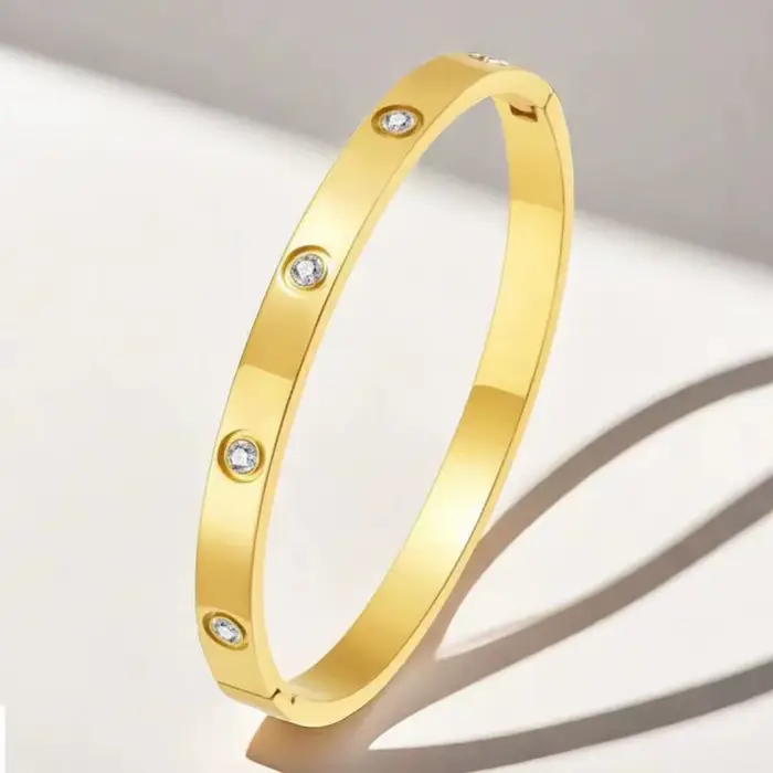 Bracelets de luxe en acier inoxydable et Zircon pour femmes