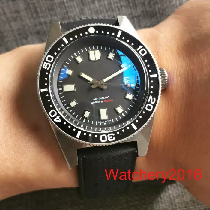 Tandorio 62MAS NH35 PT5000 mouvement automatique AR dôme verre saphir lumineux 300M étanche plongeur hommes montre bracelet gaufré