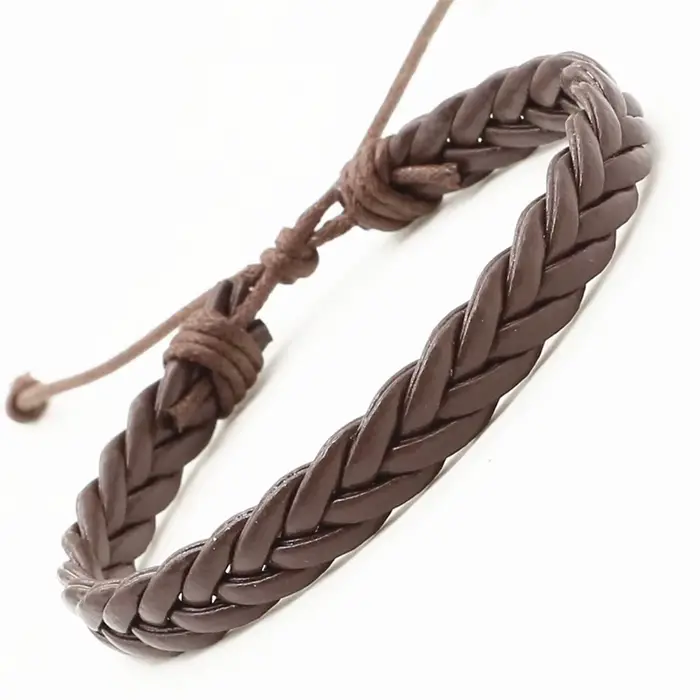 Nouveauté mode à la main noir marron tissage PU cuir Homme Femme femmes Bracelet hommes mâle bijoux accessoire
