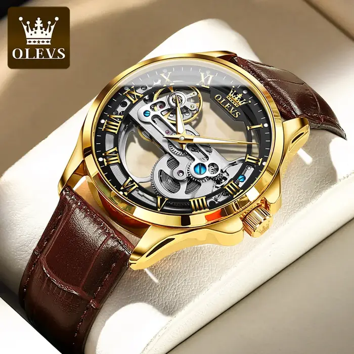 Montre homme squelette automatique transparente résistante à l'eau pour homme original luxe ocassions spéciales