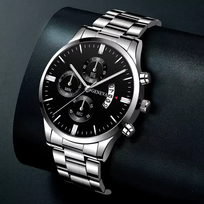 Montre-bracelet à quartz en acier inoxydable pour homme