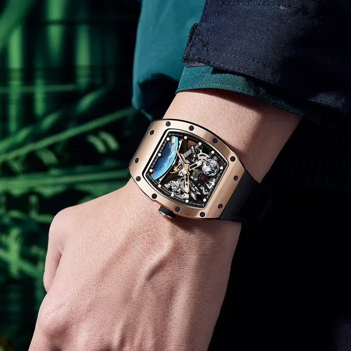 Montres pour hommes montre-bracelet mécanique automatique de luxe AR montre en verre saphir horloge étanche