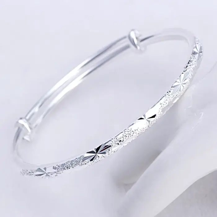 Bracelet jonc rond tendance en argent sterling 925