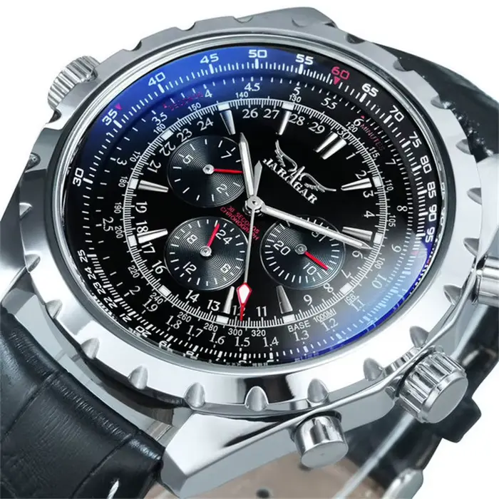 JARAGAR 212 mode hommes montre mécanique automatique étanche en acier inoxydable calendrier lumineux