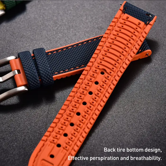 Bracelet de montre en caoutchouc FKM et toile de voile en cuir pour montres traditionnelles résistantes à l'eau et durables occasions spéciales