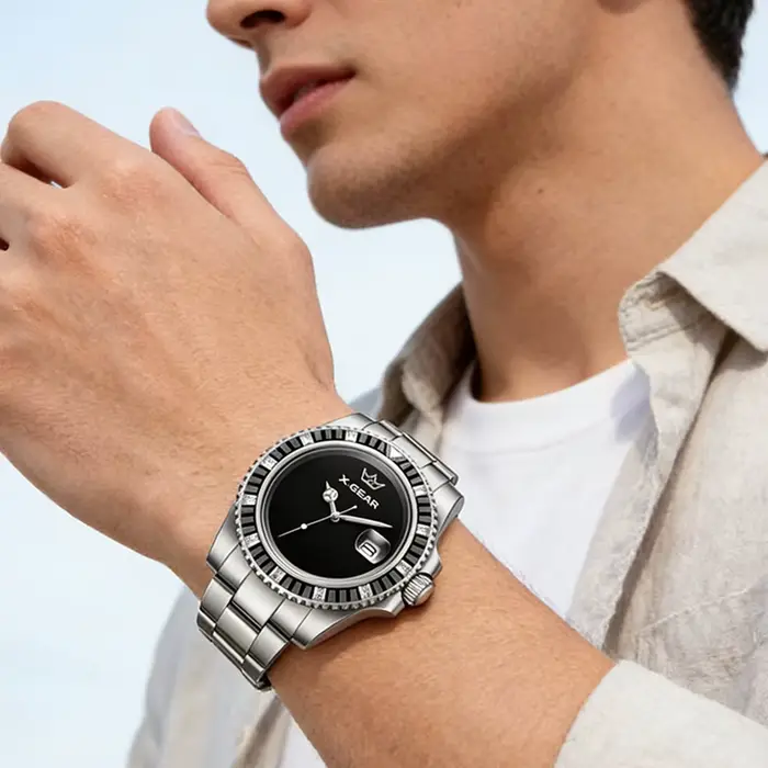 Montre mécanique automatique étanche pour homme avec affichage lumineux