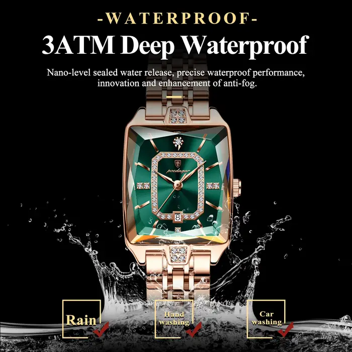 Montre en acier inoxydable POEDAGAR avec fonction de date automatique et résistance à l'eau pour femmes, élégante et polyvalente pour diverses occasions
