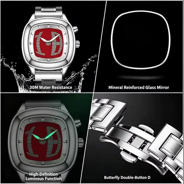 Montre en quartz rouge