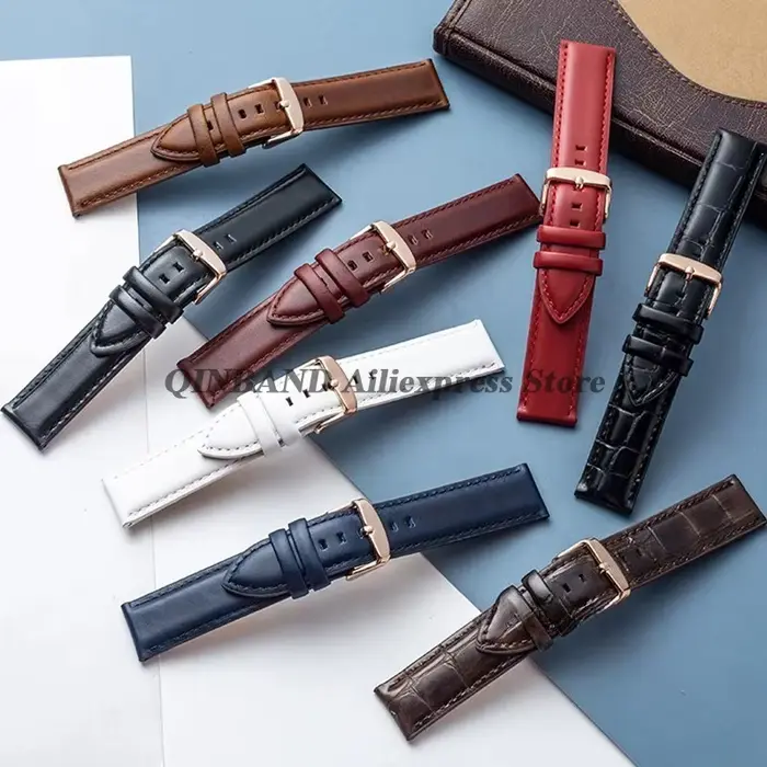 Bracelets de montre en cuir véritable de qualité pour hommes et femmes