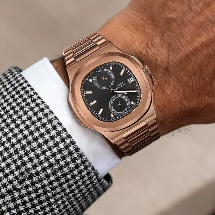 Montre NAVIFLZ NFVZ en acier inoxydable avec mouvement quartz pour homme, résistante à l'eau, multifonctionnelle pour occasions sportives et business