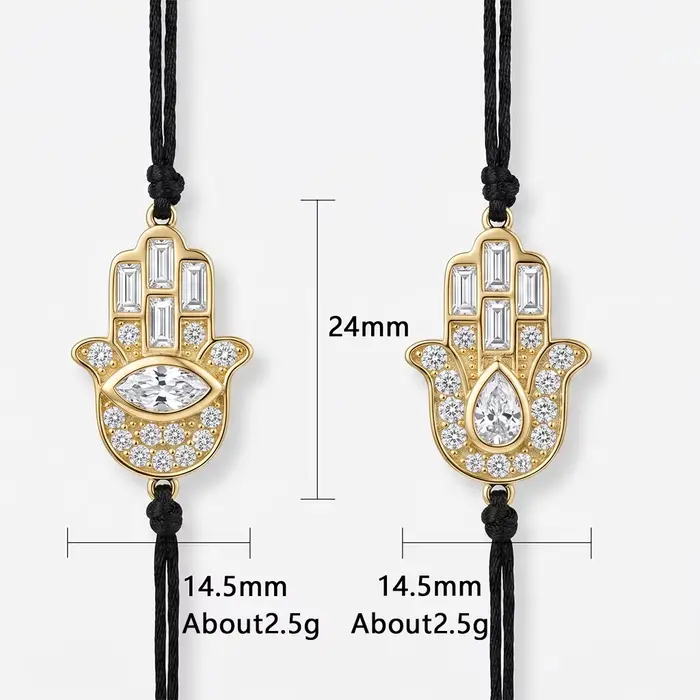 Bracelet en laiton plaqué or 18 carats avec main de Fatma et zircone cubique CZ pour femmes et hommes occasions spéciales anniversaires propositions