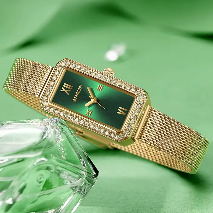 Montre en or pour femmes carré dames montres à Quartz en acier inoxydable femme petites