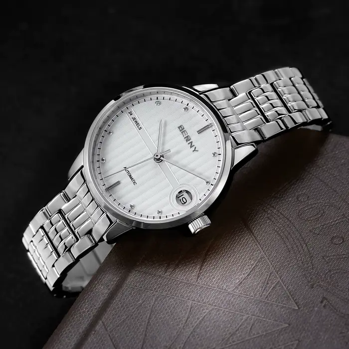 BERNY montre automatique pour femmes élégant marque de luxe auto-vent mécanique dames robe montre-bracelet saphir S/S mis5 9015 5ATM