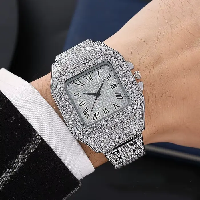 Montres carrées Hip Hop pour hommes
