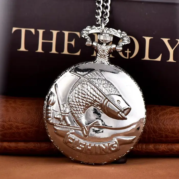 Meilleurs cadeaux montre de poche à Quartz en or de luxe Design poissons collier pendentif