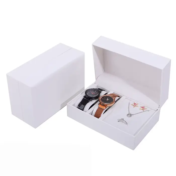 Boîte à montres en cuir PU pour femme et homme, boîte d'emballage cadeau, support de présentation de