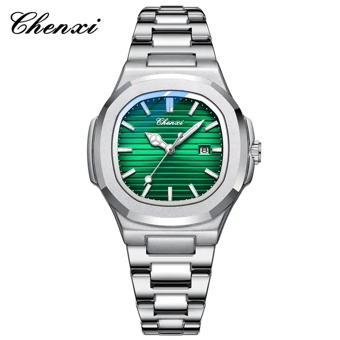 CHENXI 8222 montre à Quartz pour femme cadran rayé rose avec calendrier lumineux bracelet en acier i