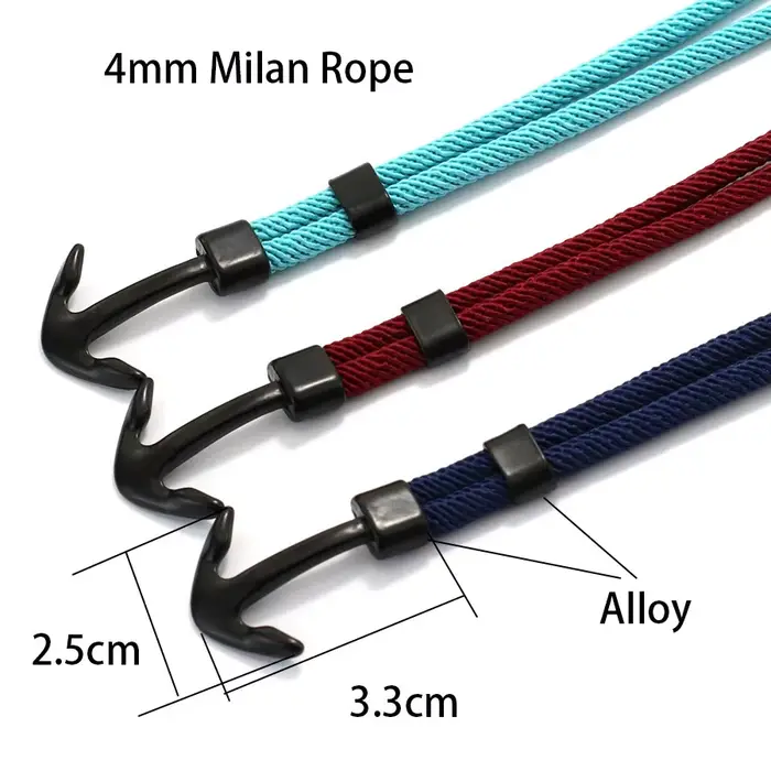 Bracelet Ancre en corde nautique personnalisable pour homme, styles hip-hop et rock, cadeau idéal pour occasions spéciales