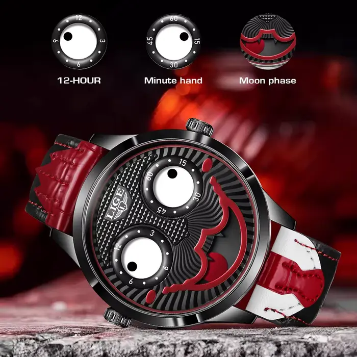 LIGE nouveaux hommes montre haut tendance marque de luxe Cool Clown