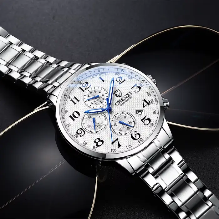 Marque CHENXI montre hommes chronographe horloge en cuir décontracté haute qualité montres à Quartz