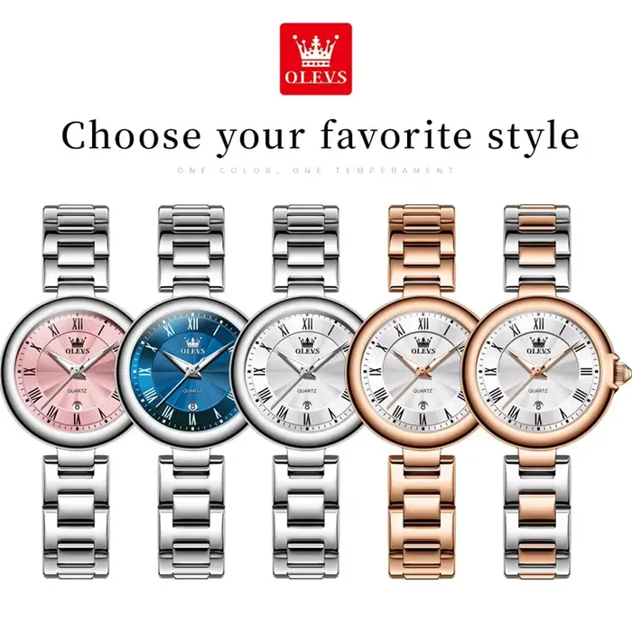 OLEVS montres pour femmes élégant mode or Rose Original montre-bracelet à Quartz étanche lumineux Date montre pour dame tendance décontracté