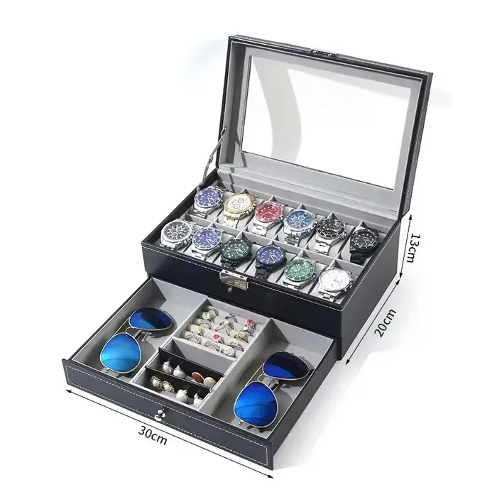 Boîte de montre en cuir PU pour hommes et femmes