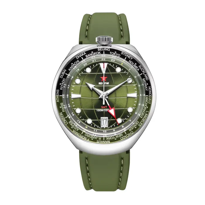    Montre de plongée RED STAR BullHead, 42mm, automatique, mécanique, GMT, double heure, mouvement 