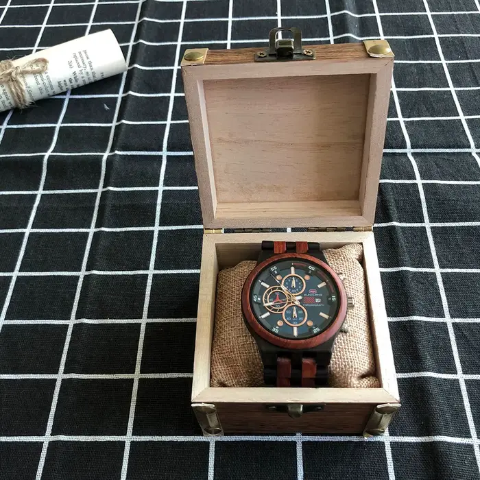 Montre chronographe en bois pour homme