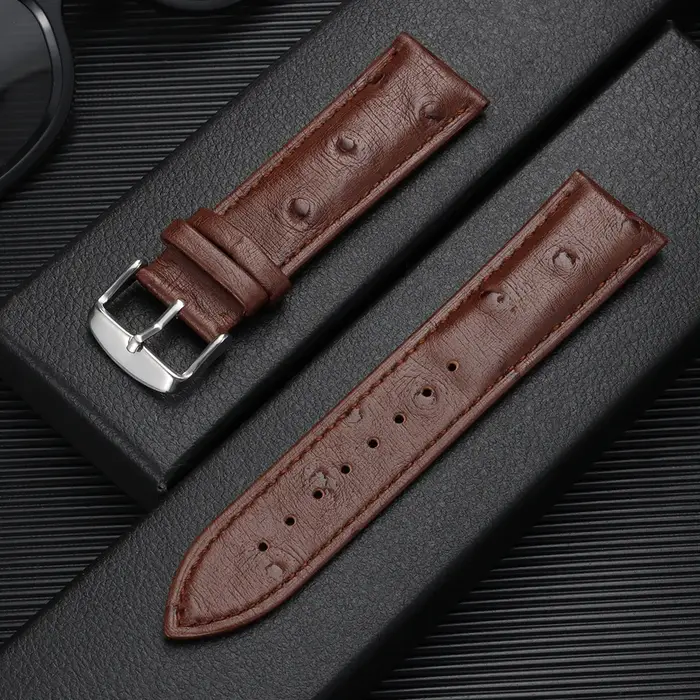 Bracelet de montre nxalp souple motif autruche en cuir pour montres Samsung Huawei occassions spéciales femmes hommes