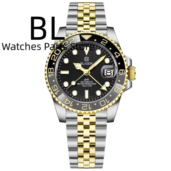 Montres mécaniques BLIGER 40MM bicolores or Rootbeer pour hommes