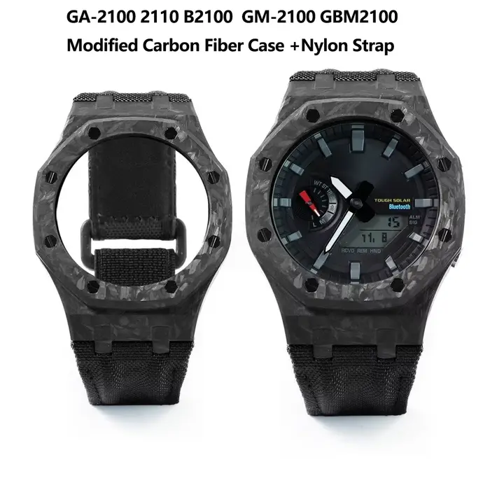 Kit de modification de boîtier en fibre de carbone et bracelet de montre en nylon pour Casio G-SHOCK GA-2100 GA-2110 B2100 GM-2100 GBM-2100 occasions spéciales hommes