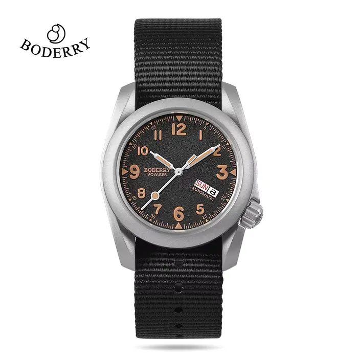 Boderry-Montre VOYAGER Mécanique existent pour Homme, Boîtier en Bronze, Étanche à 100m, Horloge Mil