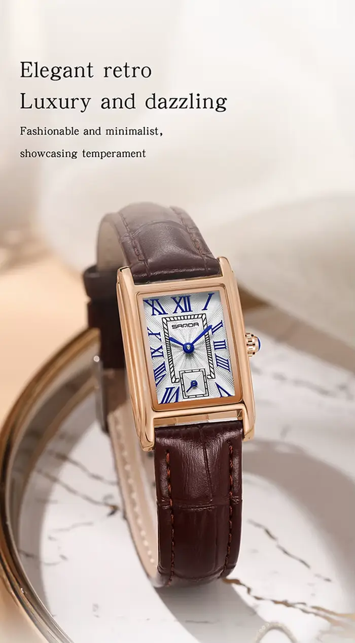 Montre Quartz Femmes 2023 Style Mode et Décontracté Rectangle Résistance à L'Eau Occasions Professionnelles et Festives